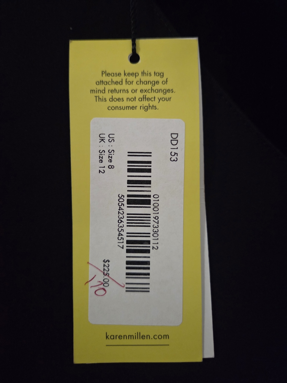 Karen Millen Black Dress with Yellow Tag